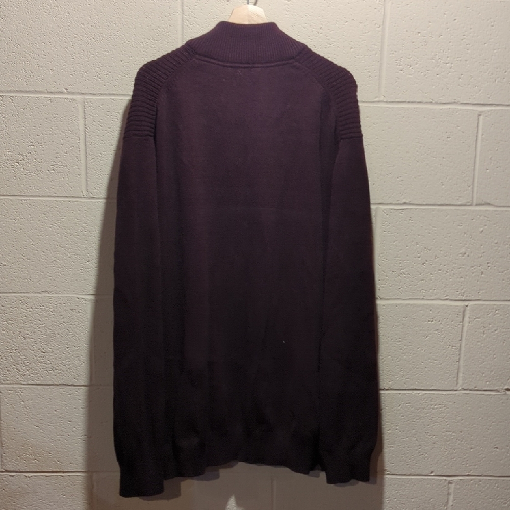 Van Heusen Men's Dark Burgundy Zip-Up Sweater - Picture 3 of 3